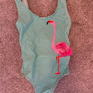 Baby Boden Aqua and Pink Striped Kids Swim One Piece